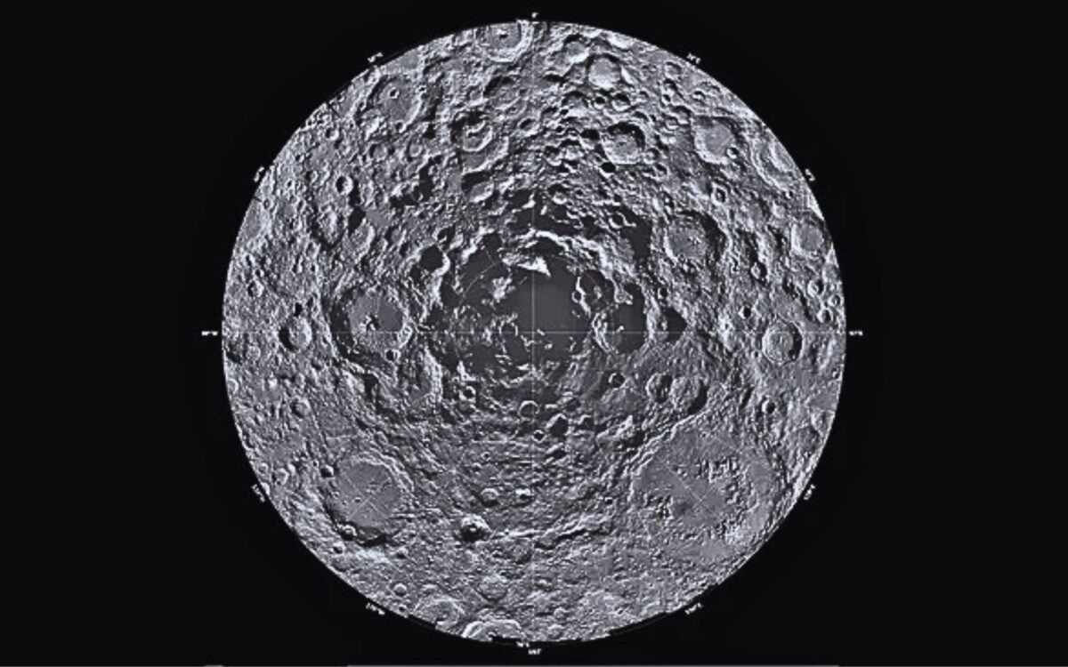 Nasa Clementine Probe Image Of The Lunar South Pole In 1996.
