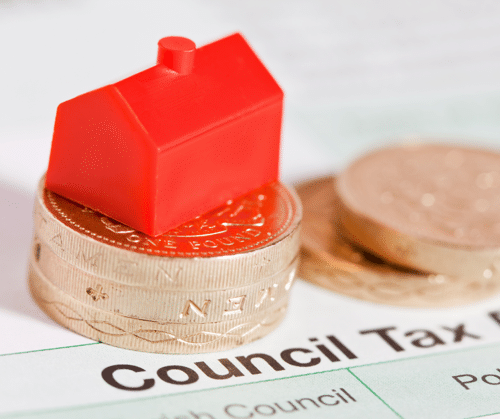 Households Little House With Some British Coin And Council Tax File