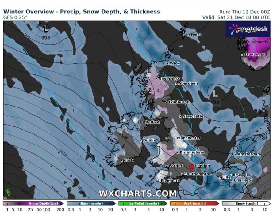 A Snow Storm Could Hit As Far South As Plymouth On England's Devon Coast