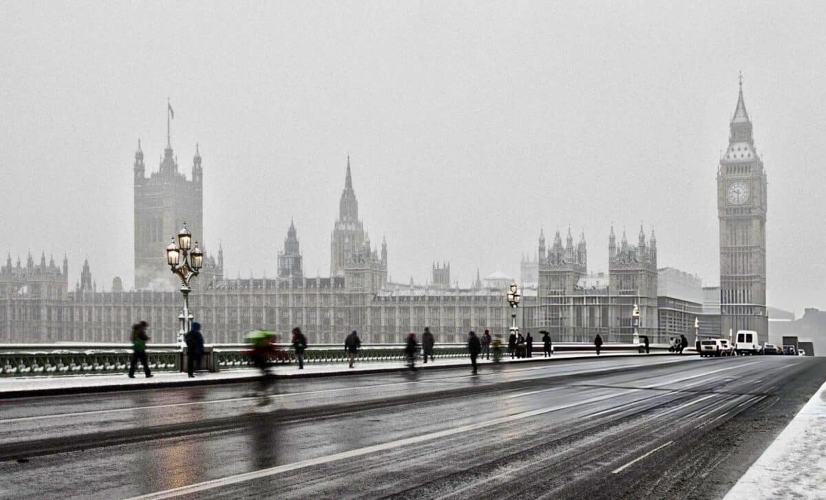 Britain Houses Of Parliament In Snow