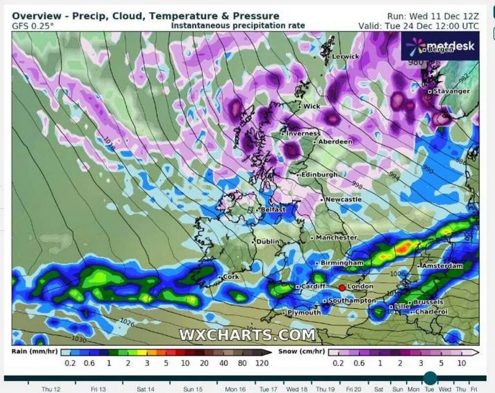 Massive Stretches Of Purple (snow) Will Descend On The Uk