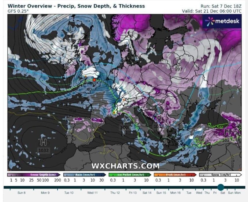 On The 21st, Snow Is Reported Over The Major Cities, Including Manchester And Birmingham.