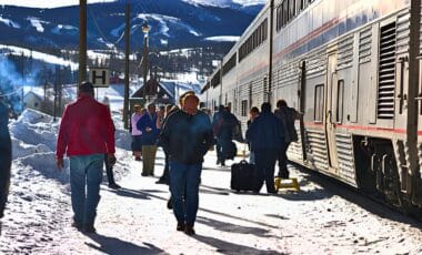 Passengers disembark the Amtrak California Zephyr