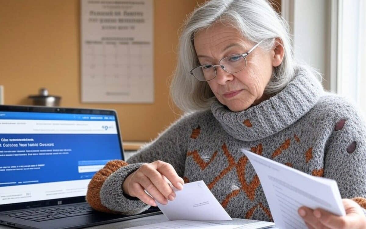 Pension Credit-Pensioner Reviewing Documents for Winter Financial Support