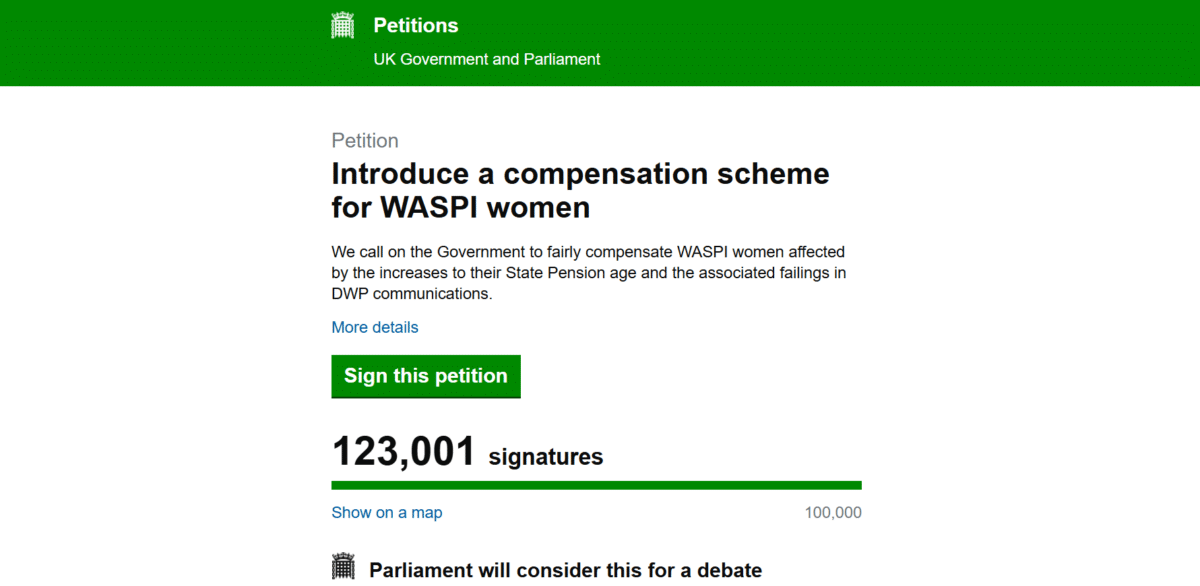 Petition To Introduce A Compensation Scheme For Waspi Women