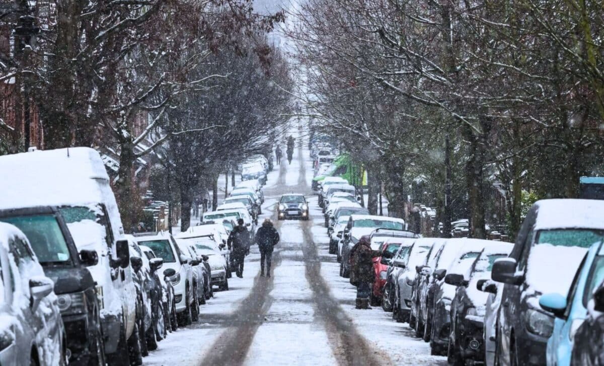 Snow Covers Parked Cars And Roads Around Crouch End Area As The Capital London Experiences A Rare Covering Of Snow