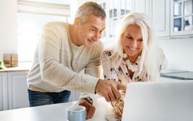 State Pension Happy Old Couple Having A Great With Computer