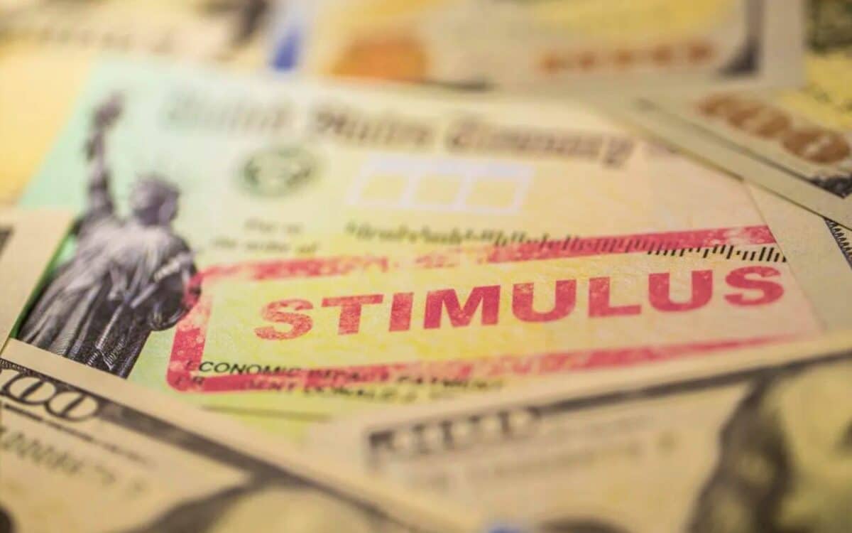 Economic Impact Payment card, commonly referred to as a stimulus check, with the word STIMULUS