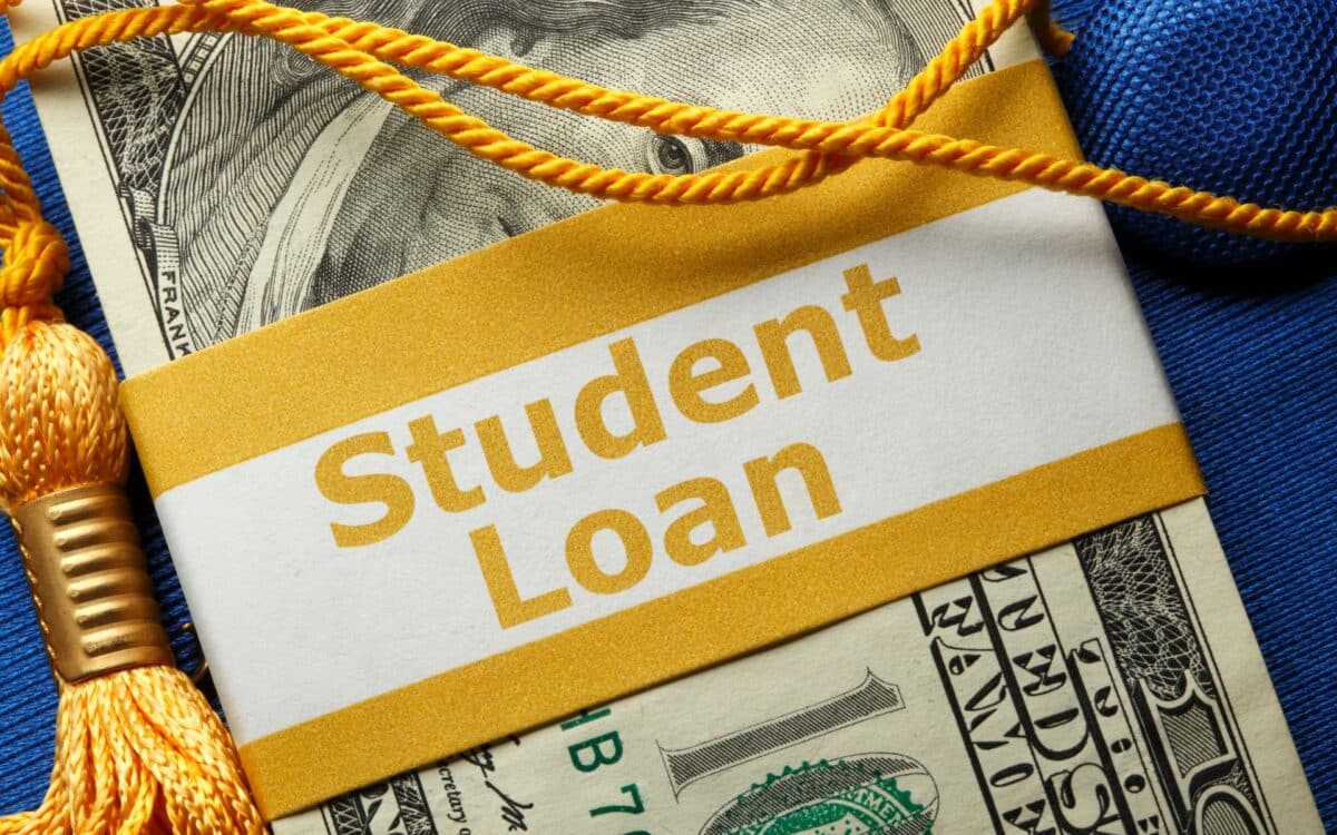 Student loan with money background