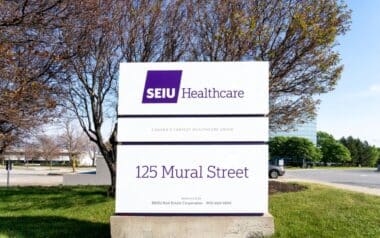 Sign outside the SEIU Healthcare