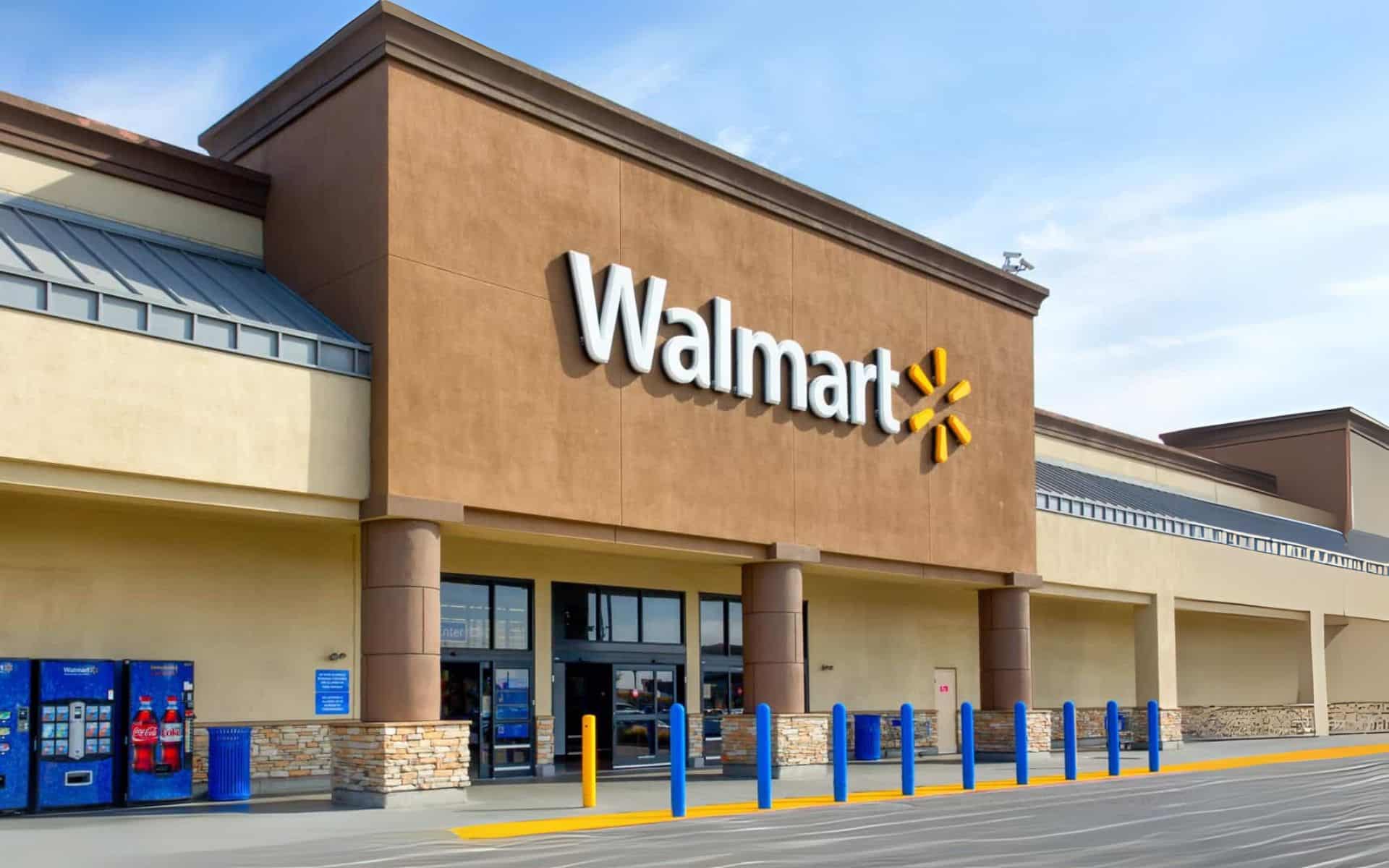 A Walmart storefront with its logo
