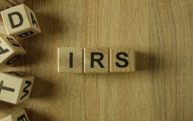 IRS (Internal Revenue Service) word from wooden blocks