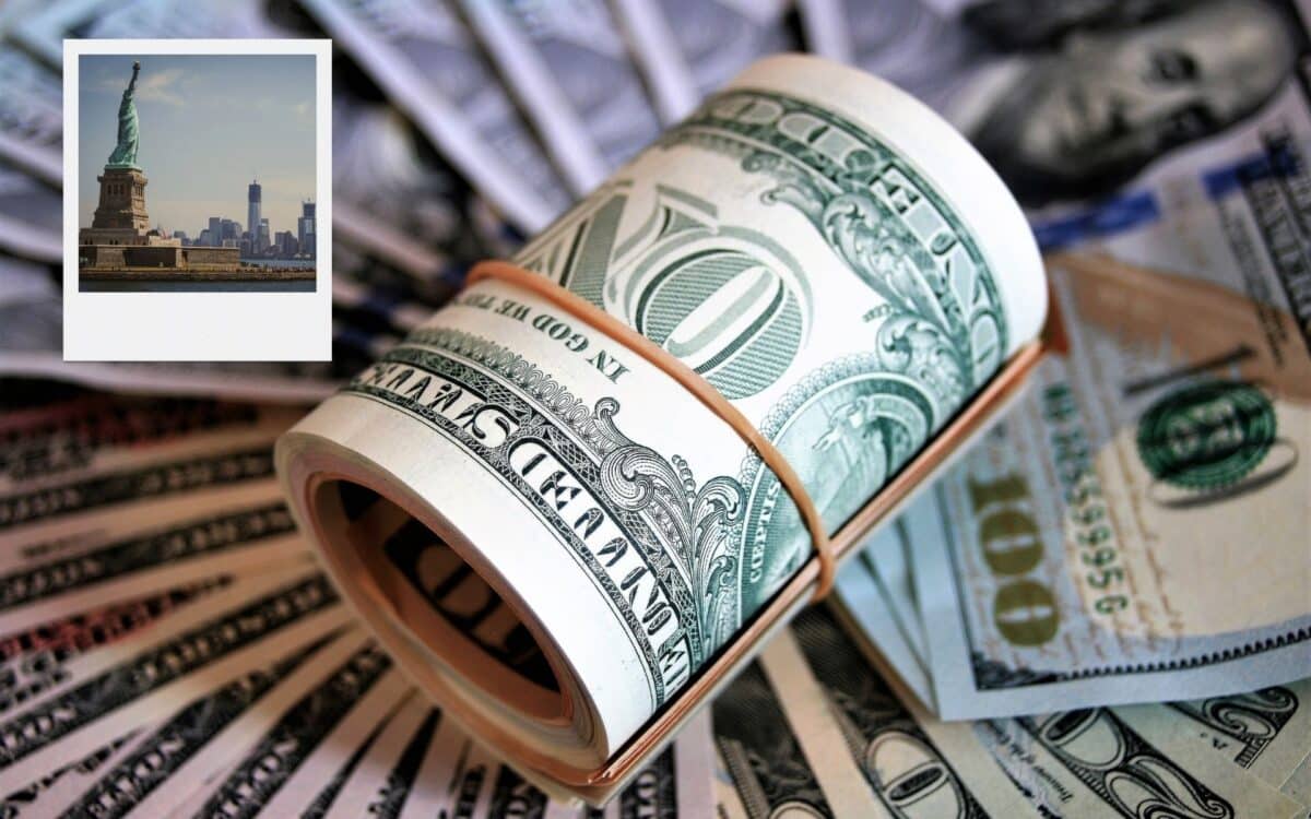 New York picture with dollar bills