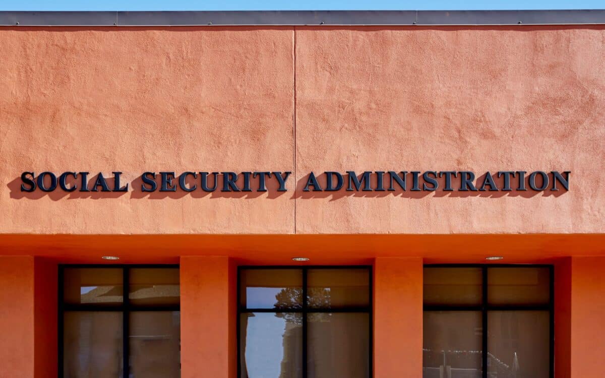 Social Security Administration Sign on Front of Building.