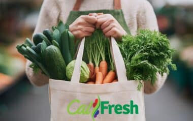 Woman Holding Grocery Bag Full of Vegetables