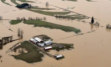 Washington state flooding in the farm valleys along Interstate 5