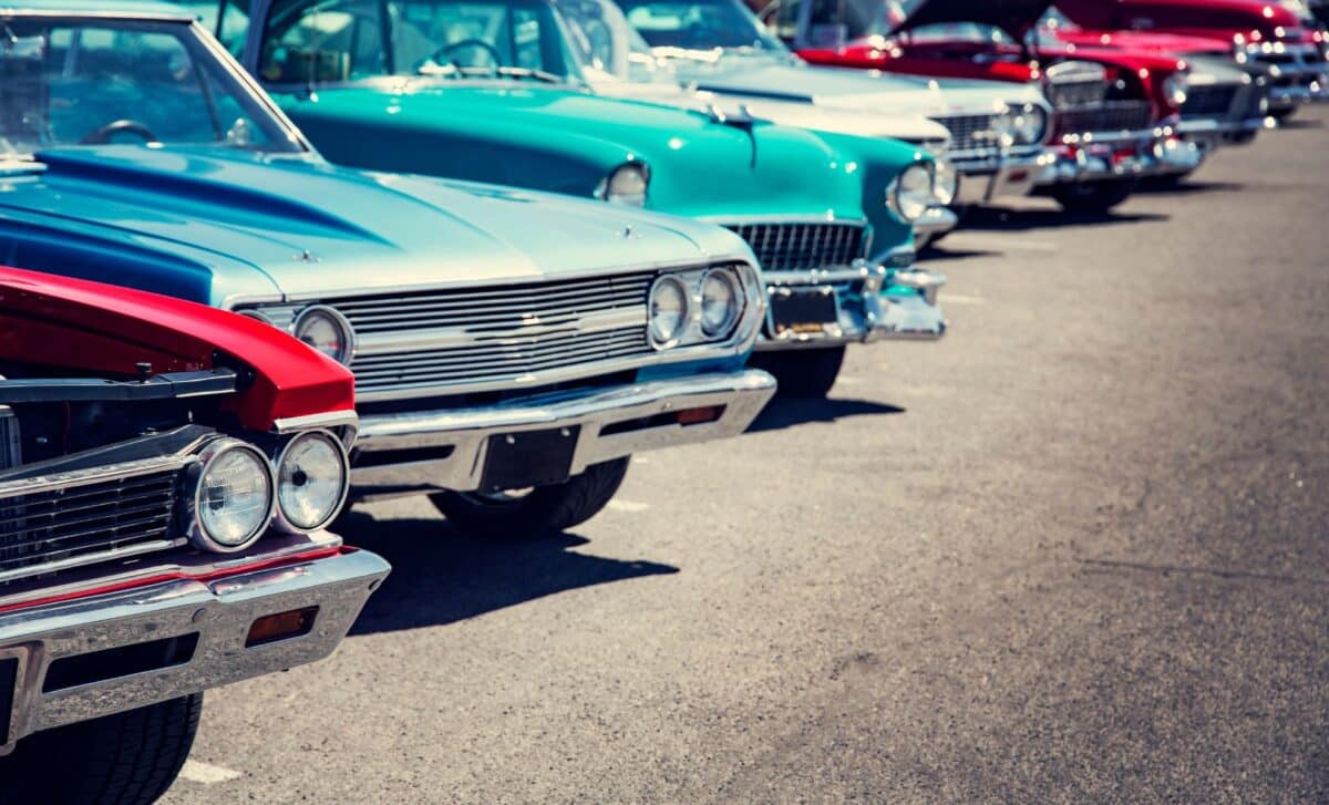 Parked classic cars