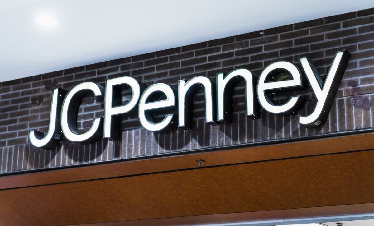 Close up of JCPenney sign at a department store