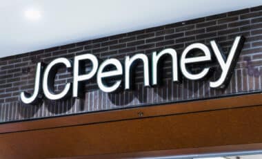 Close up of JCPenney sign at a department store