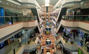 Interior of a multi-level shopping mall