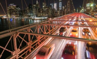Traffic on the bridge in new york